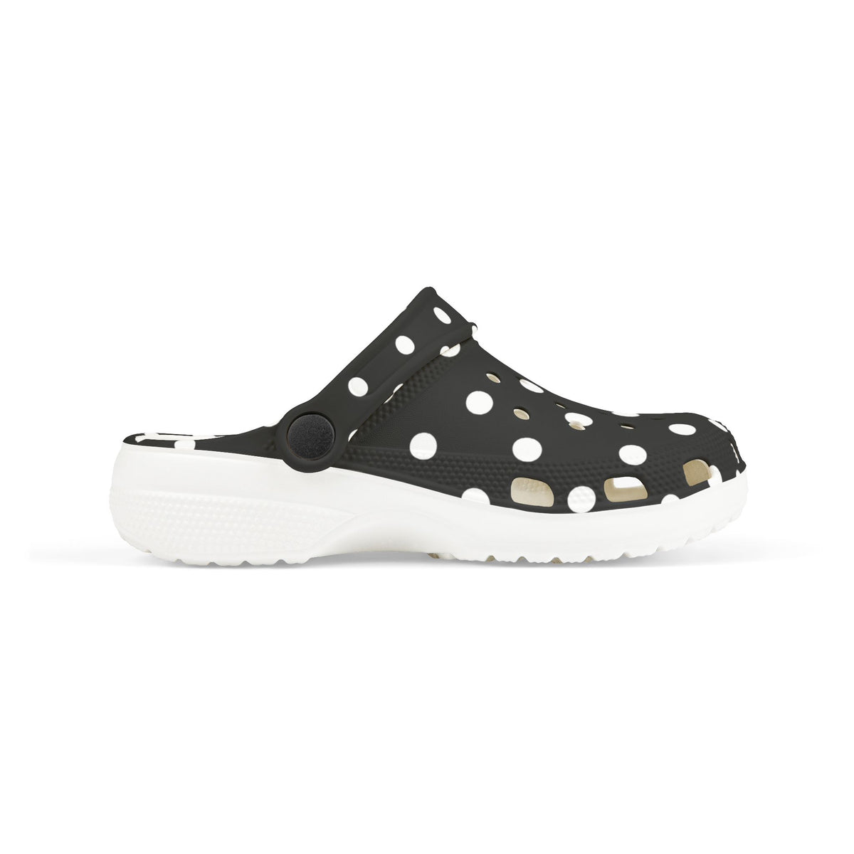 Kids Polka Dot EVA Foam Clogs – Black & White Comfort Slip-Ons
