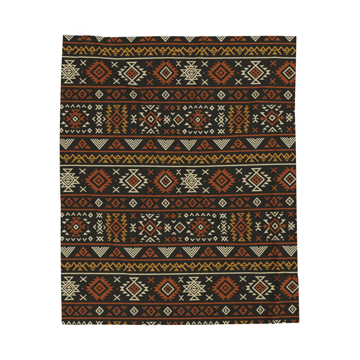 Southwestern Aztec Pattern Velveteen Plush Blanket | Rustic Tribal Stripes