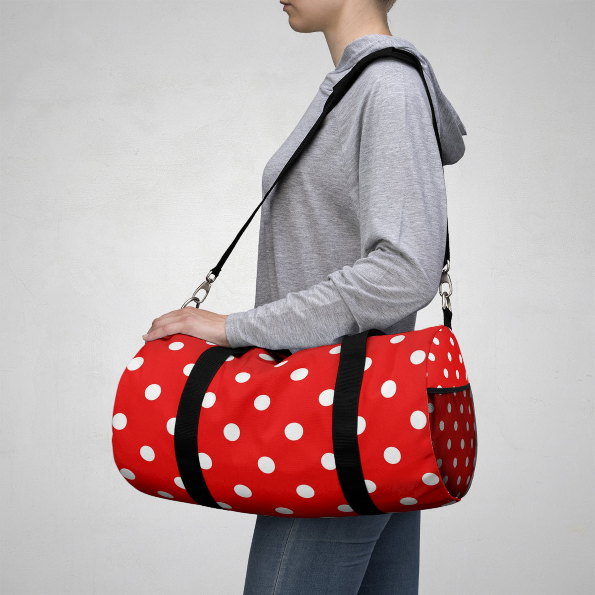 Red Polka Dot Duffel Bag – Retro Travel & Gym Tote
