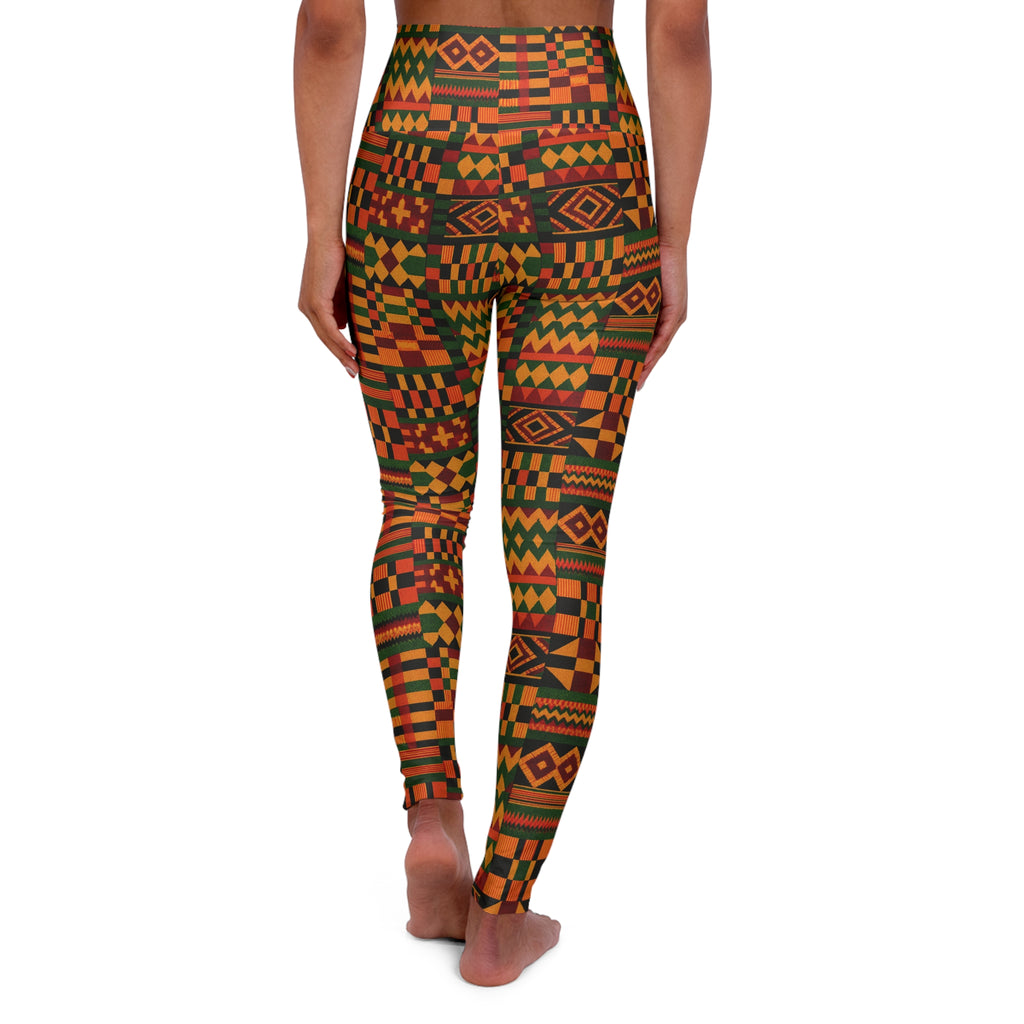 African Kente Pattern Leggings High Waisted Yoga Leggings