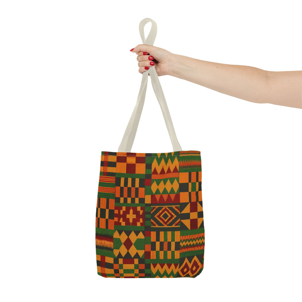 Kente Pattern Tote Bag | African Print Geometric Patchwork