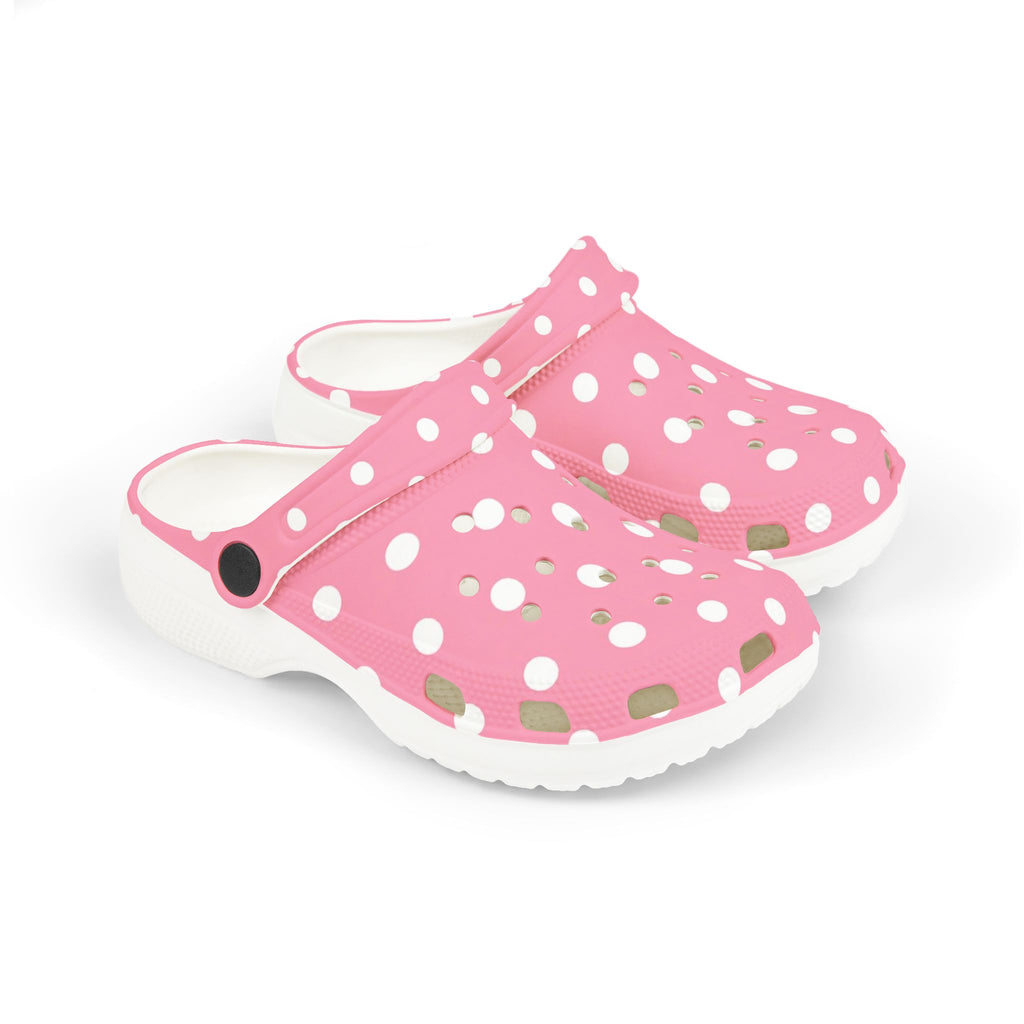 Kids Pink Polka Dot Foam Clogs — Lightweight EVA Slip-On Shoes