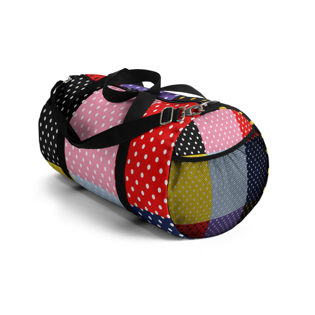 Polka Dot Patchwork Duffel Bag — Colorblock Travel & Gym Bag