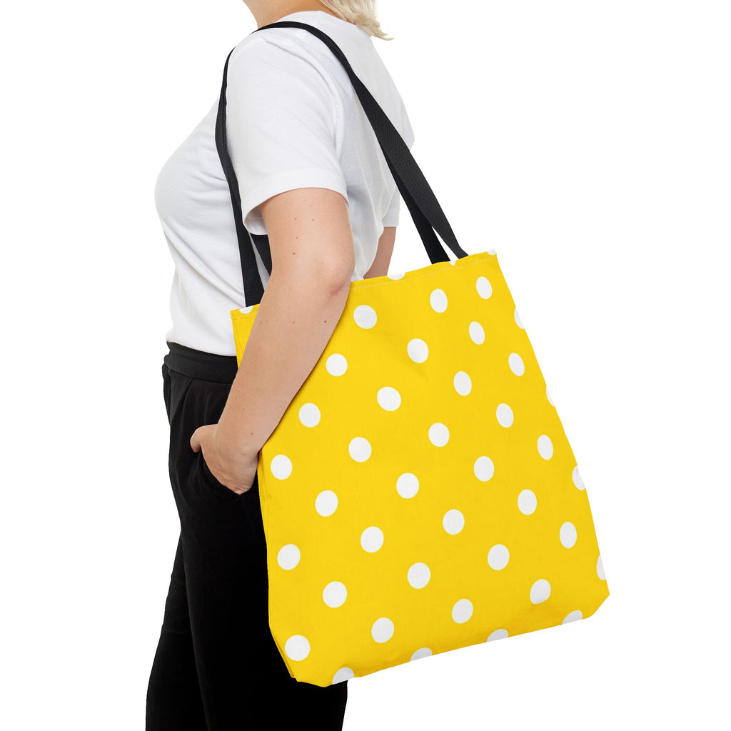 Yellow & White Polka Dot Yellow Tote Bag | All-Over Print