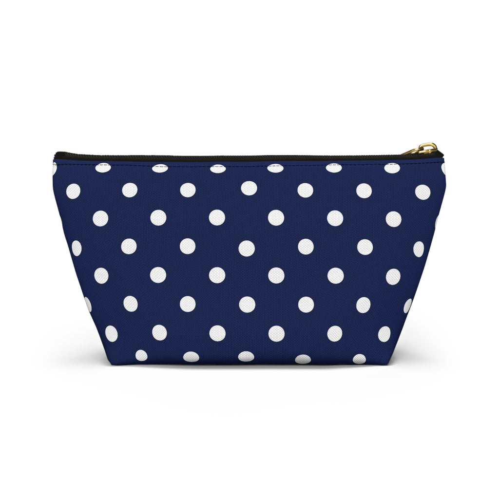 Navy White Polka Dot Accessory Pouch | Makeup Bag