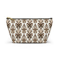 Brown Damask Pattern Accessory Pouch