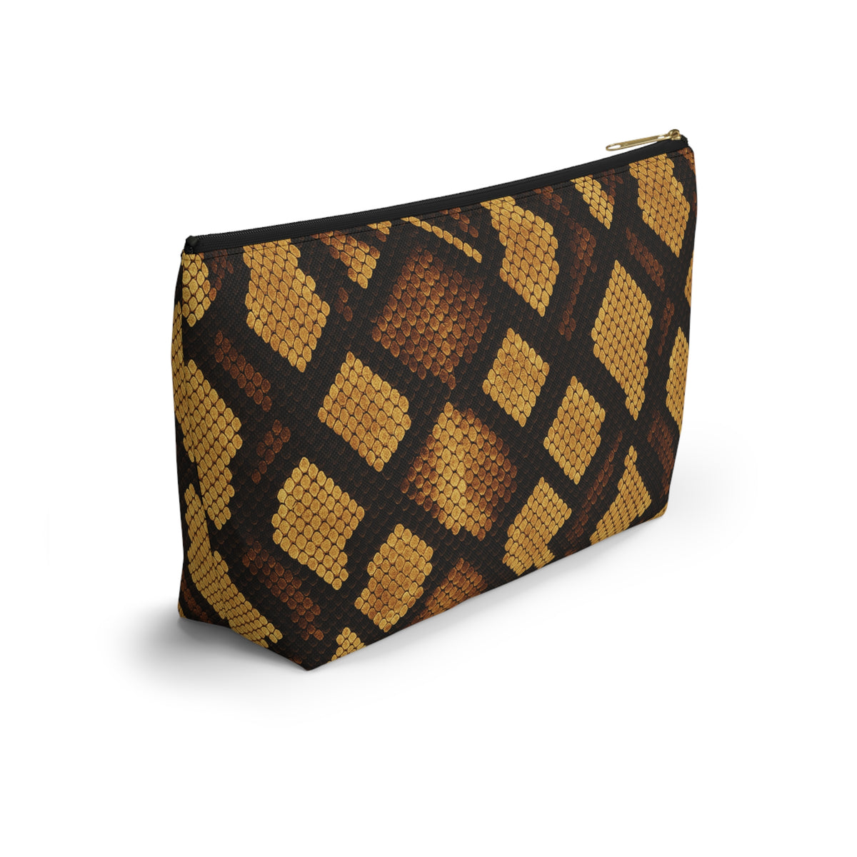 Brown Snake Print Accessory Pouch | T-Bottom Cosmetic Bag