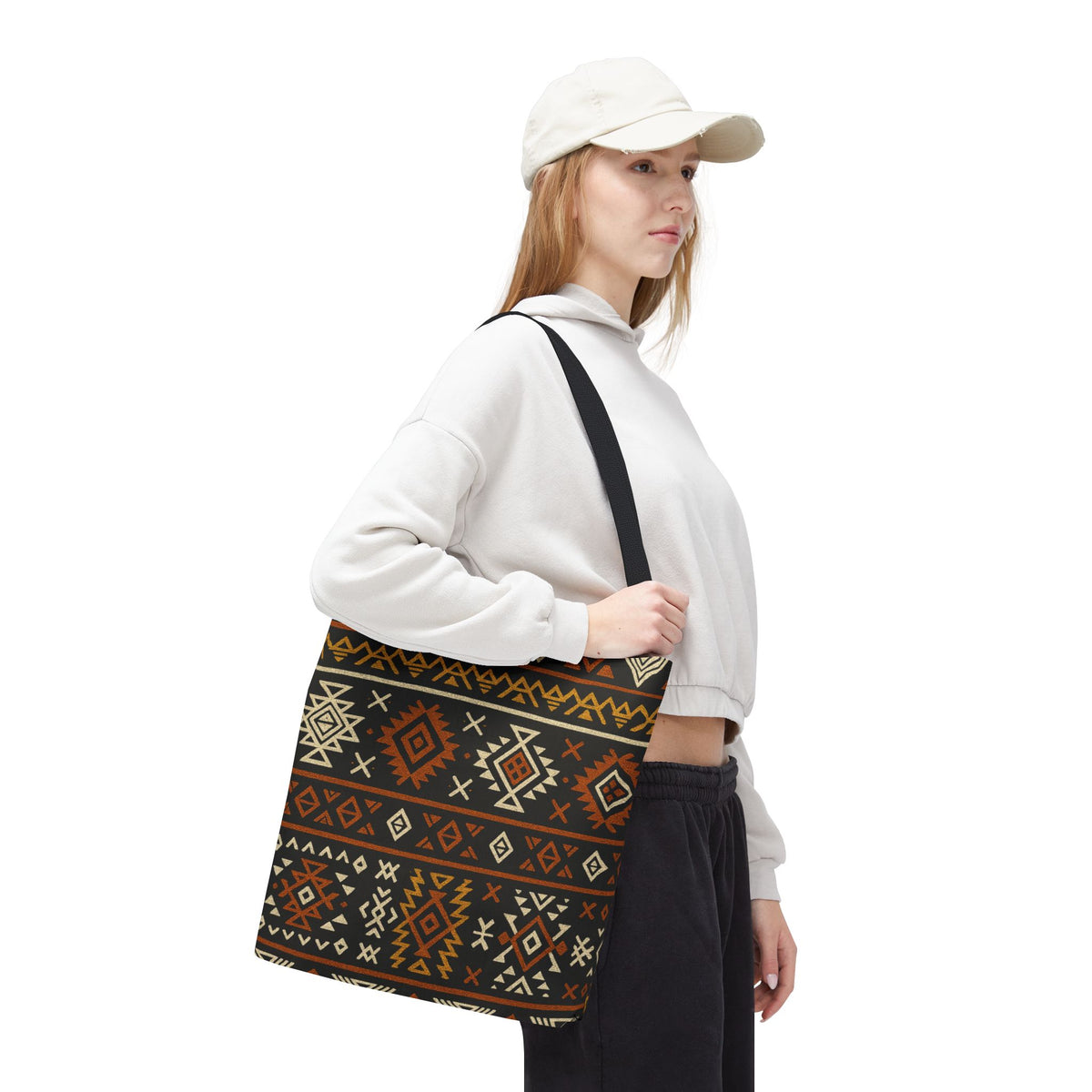 Southwestern Aztec Pattern Tote Bag | Tribal Geometric All-Over Print, Boho Chic Shoulder Bag, Ethnic Market Tote, Colorful Handbag,