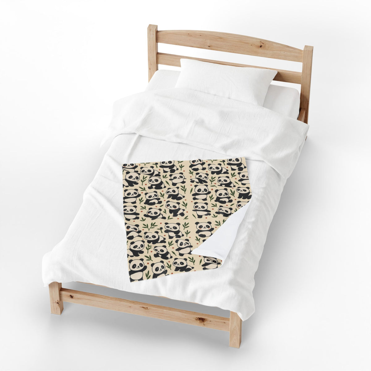 Panda Pattern Velveteen Plush Blanket | Cute Bamboo Bears, Repeating Design