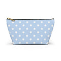 Light Blue Polka Dot Accessory Pouch w T-bottom | Makeup Bag