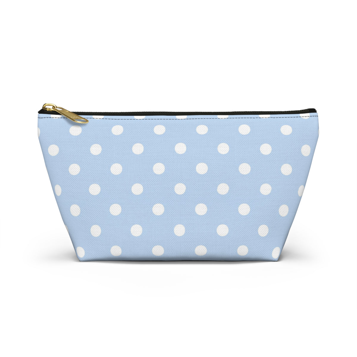 Light Blue Polka Dot Accessory Pouch w T-bottom | Makeup Bag