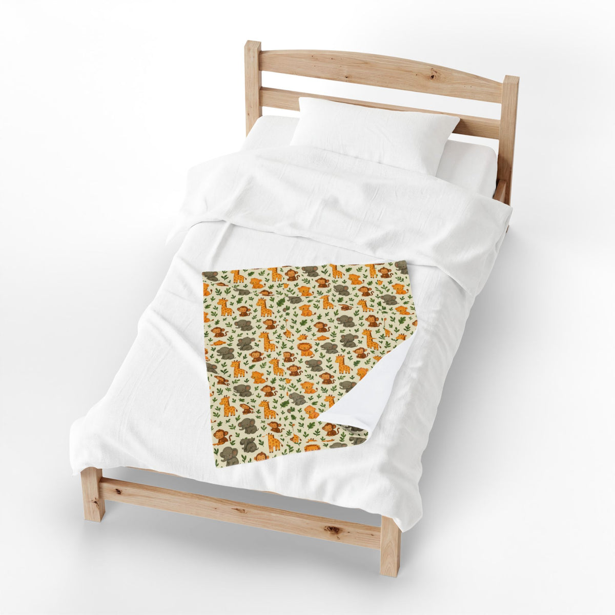 Autumn Woodland Animals Velveteen Plush Blanket | Fox & Mushroom Pattern