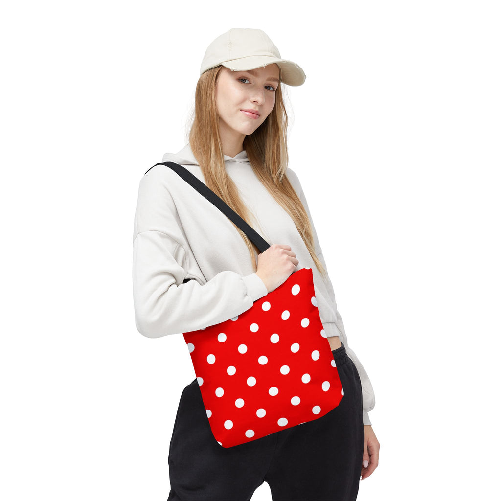Red Polka Dot Tote | White Dots on Red Canvas