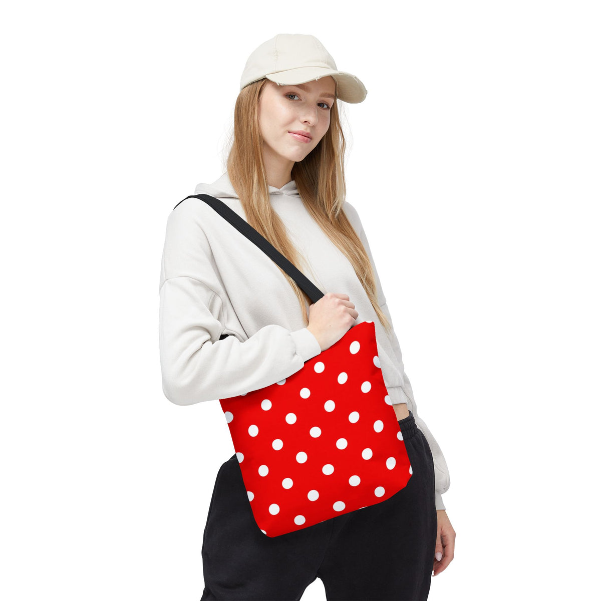 Red Polka Dot Tote | White Dots on Red Canvas