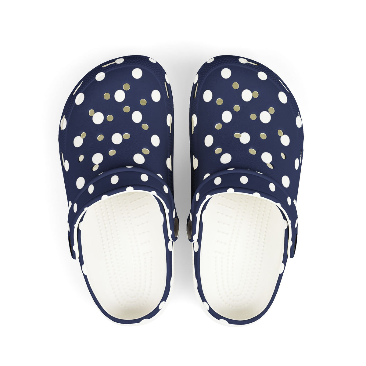 Kids Navy Polka Dot EVA Foam Clogs – Lightweight Slip-On Sandals for Toddlers & Children
