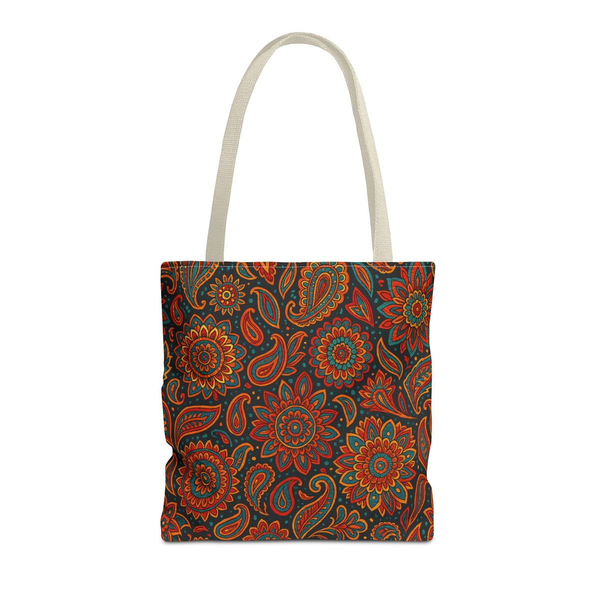 Boho Paisley Floral Pattern Tote Bag | Autumn Mandala All-Over Print