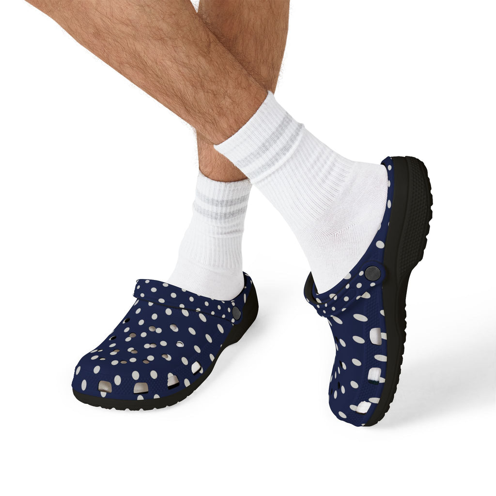 Navy & White Polka Dot EVA Foam Clogs