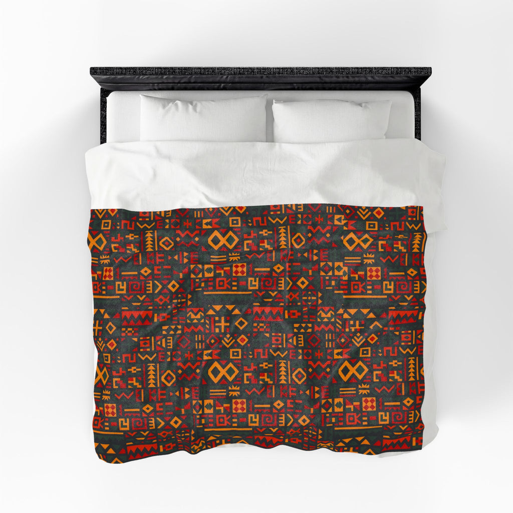 African Tribal Geometric Pattern Velveteen Plush Blanket