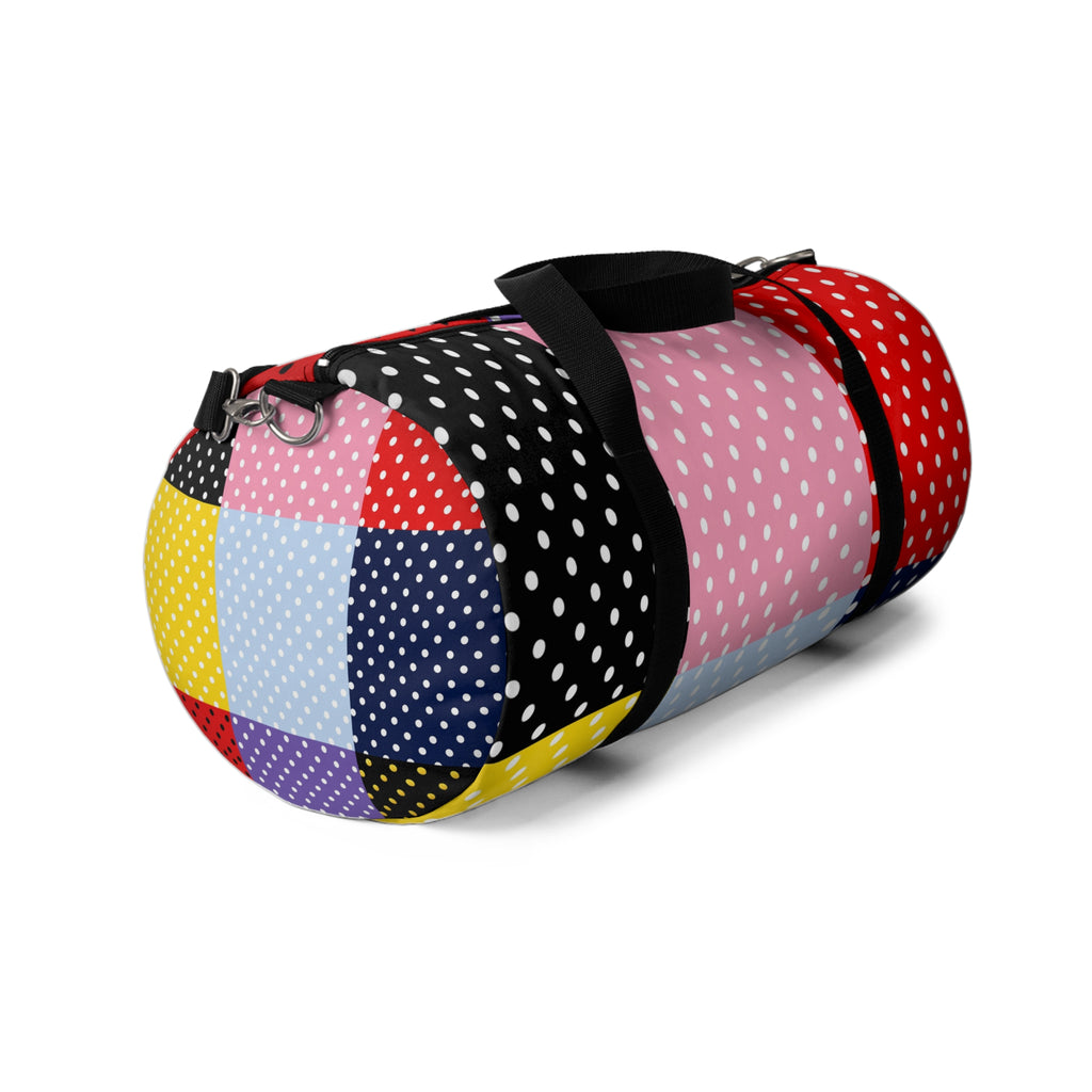 Polka Dot Patchwork Duffel Bag — Colorblock Travel & Gym Bag