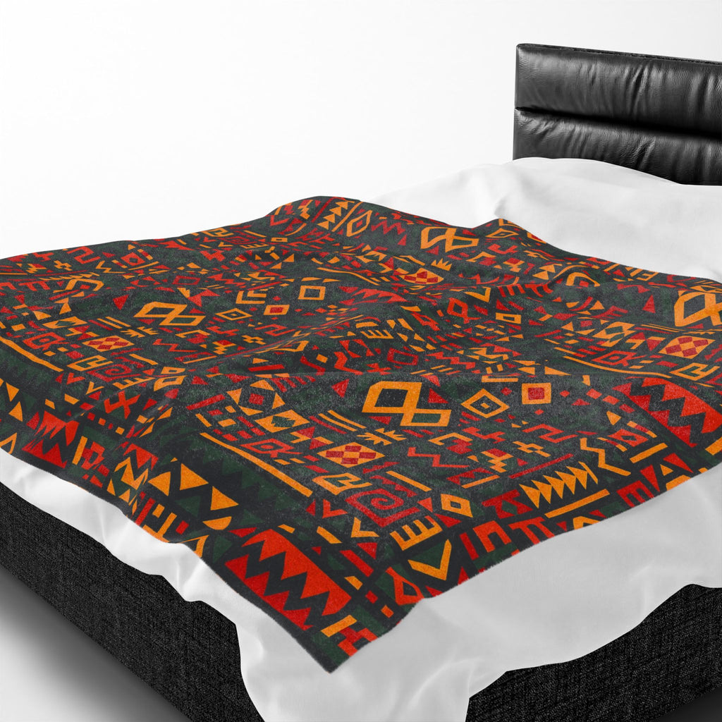African Tribal Geometric Pattern Velveteen Plush Blanket
