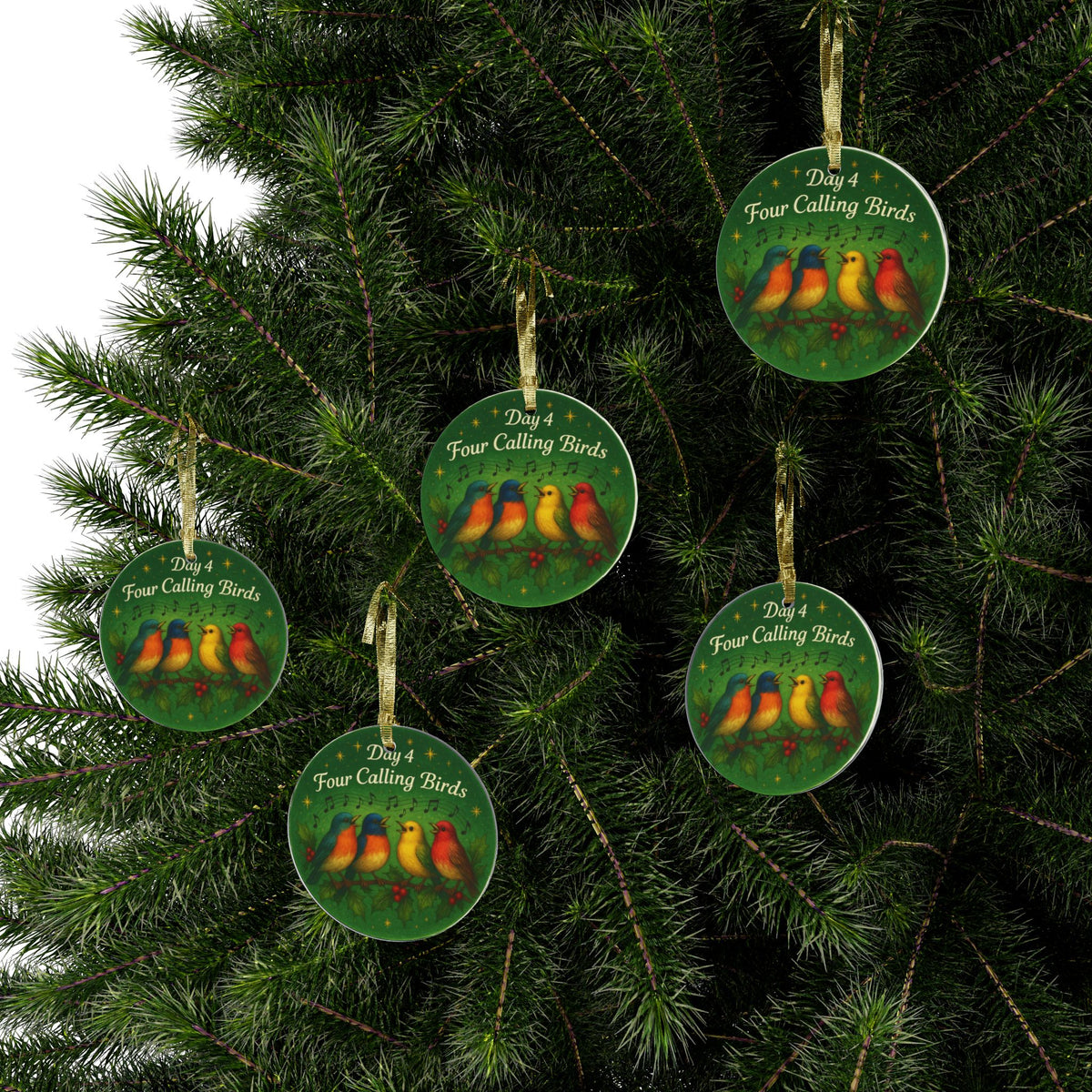 Four Calling Birds Ornament | Acrylic Christmas Tree Decoration | 12 Days of Christmas Ornament | Holiday Keepsake Gift & Festive Home Décor