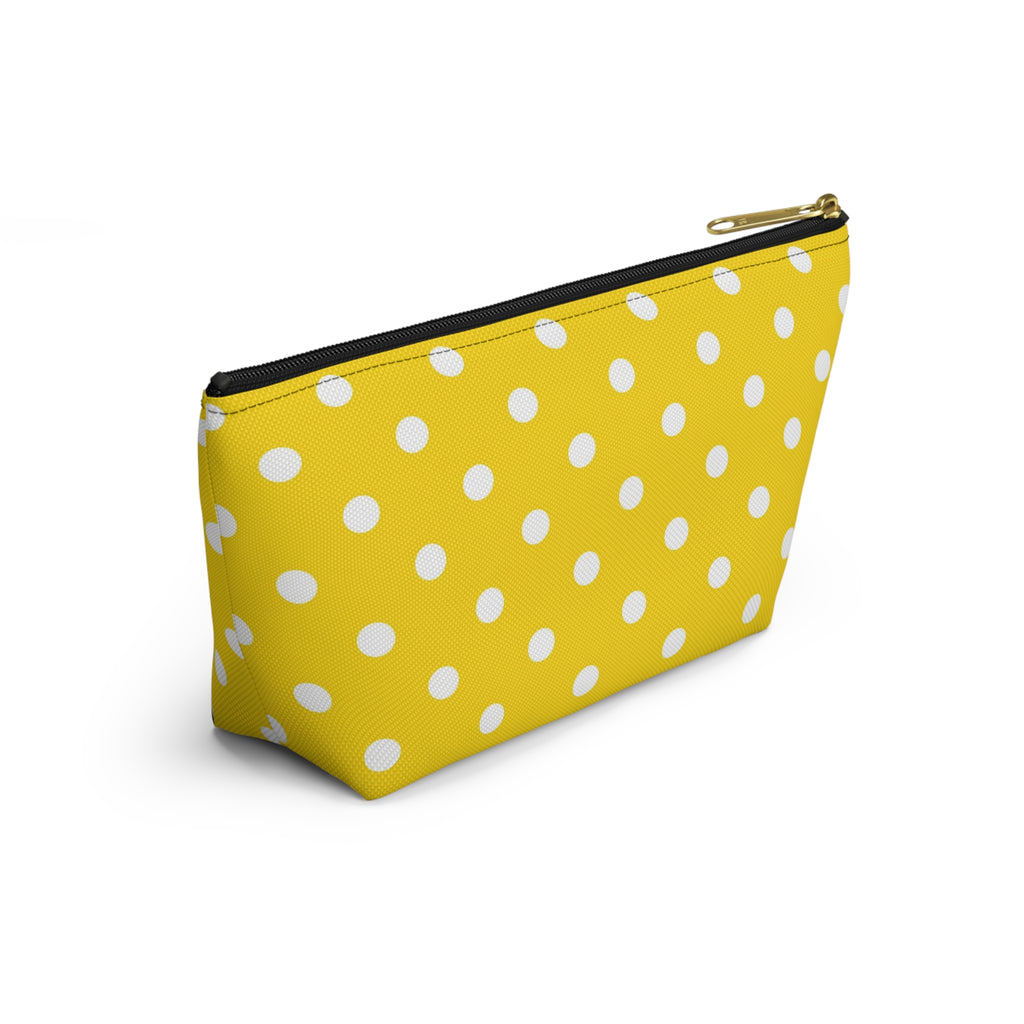 Yellow White Polka Dot Accessory Pouch | T-Bottom Cosmetic Bag