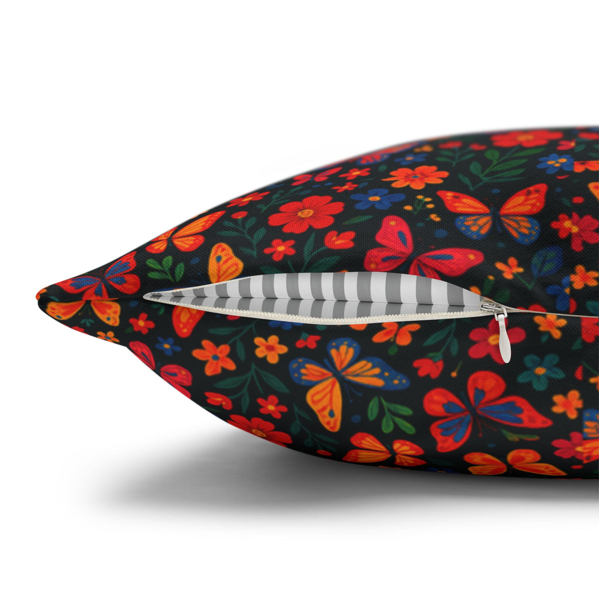 Butterflies Floral Pillowcase, Home Decor, Throw Pillow Cover, Bedroom Accessory, Gift for Her, Spun Polyester Square Pillow