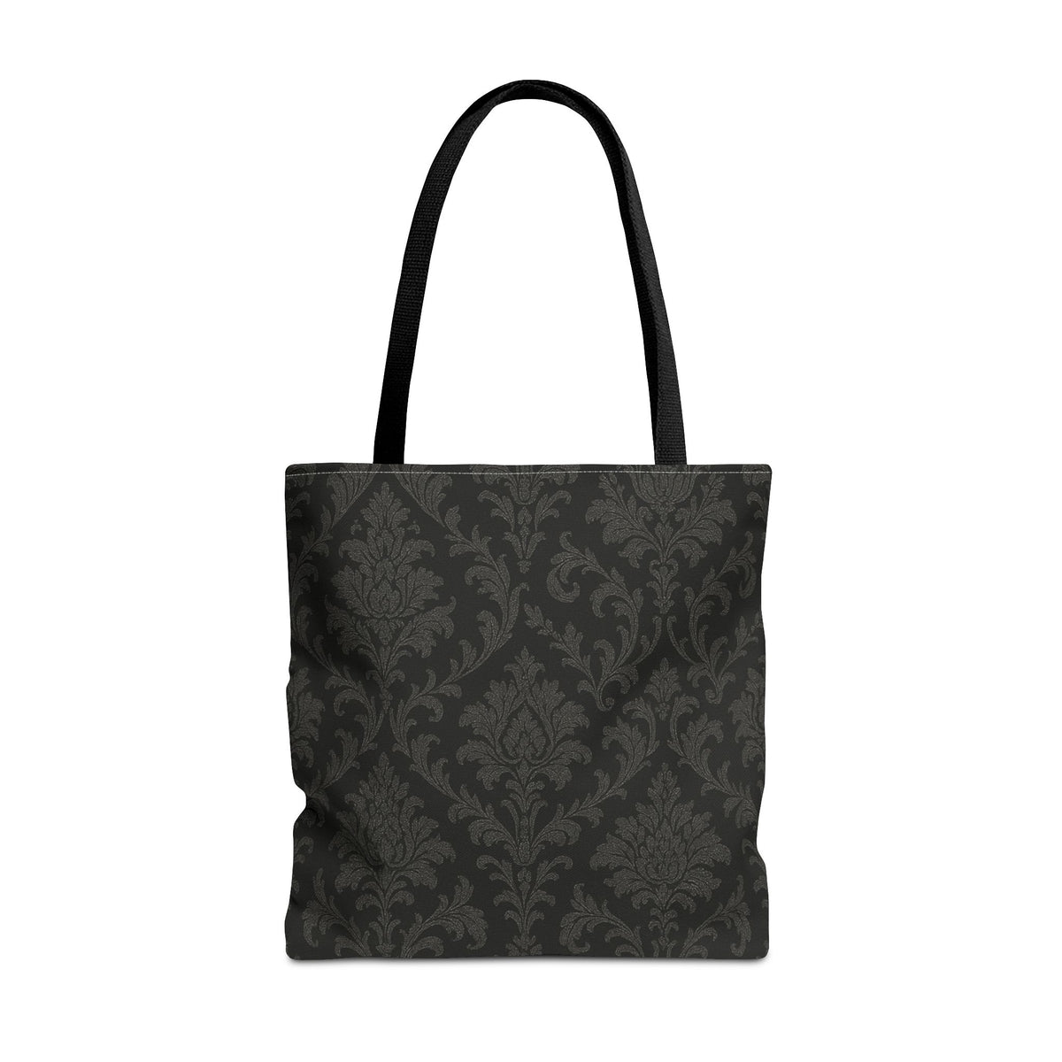 Dark Damask Pattern Tote Bag | Vintage Floral All-Over Print