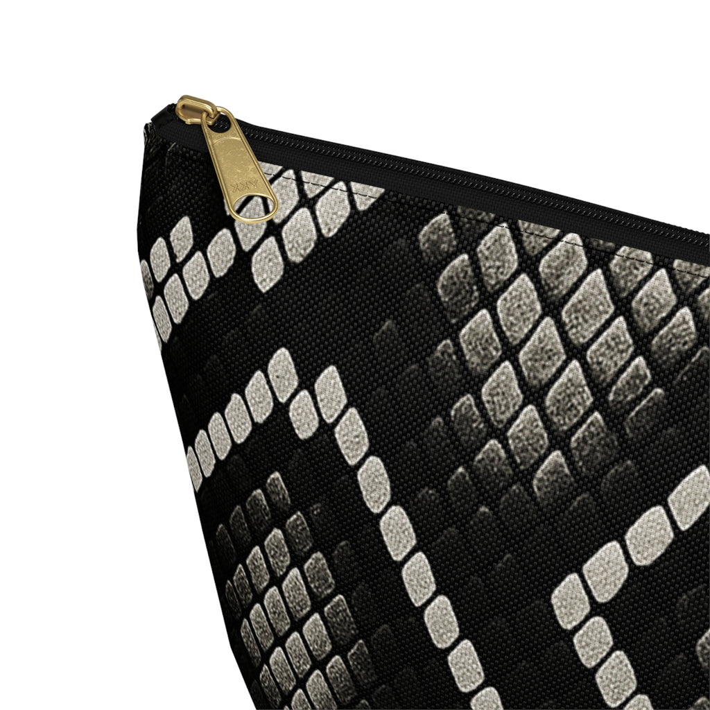Black Snake Skin Pattern Accessory Pouch | T-Bottom Cosmetic Bag