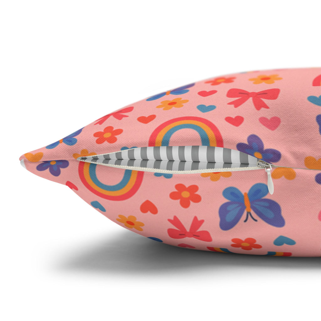 Rainbow Butterflies Pattern Pillowcase | Square Polyester Pillowcase