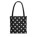 Black Polka Dot Tote Bag | White Dots on Black Background