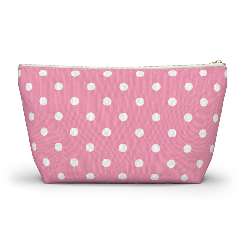 Pink Polka Dot Accessory Pouch | T-Bottom Makeup Bag