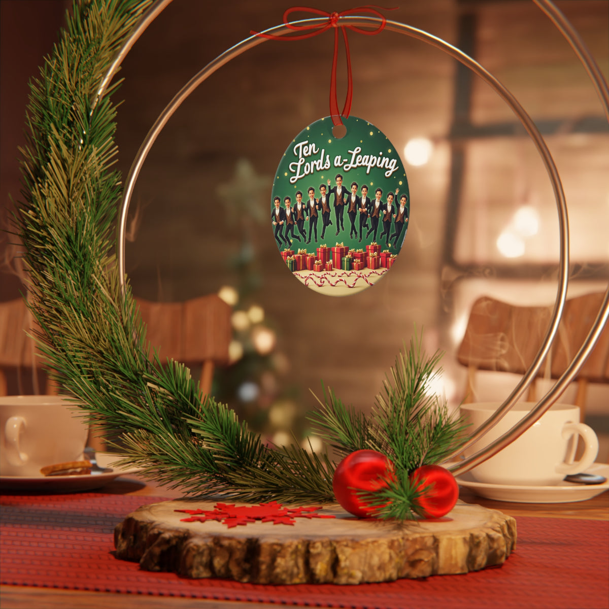 Festive Metal Ornaments - Unique Holiday Decor, Christmas Tree Decorations, Gifts, Personalized Keepsakes, Ten Lords a-Leaping