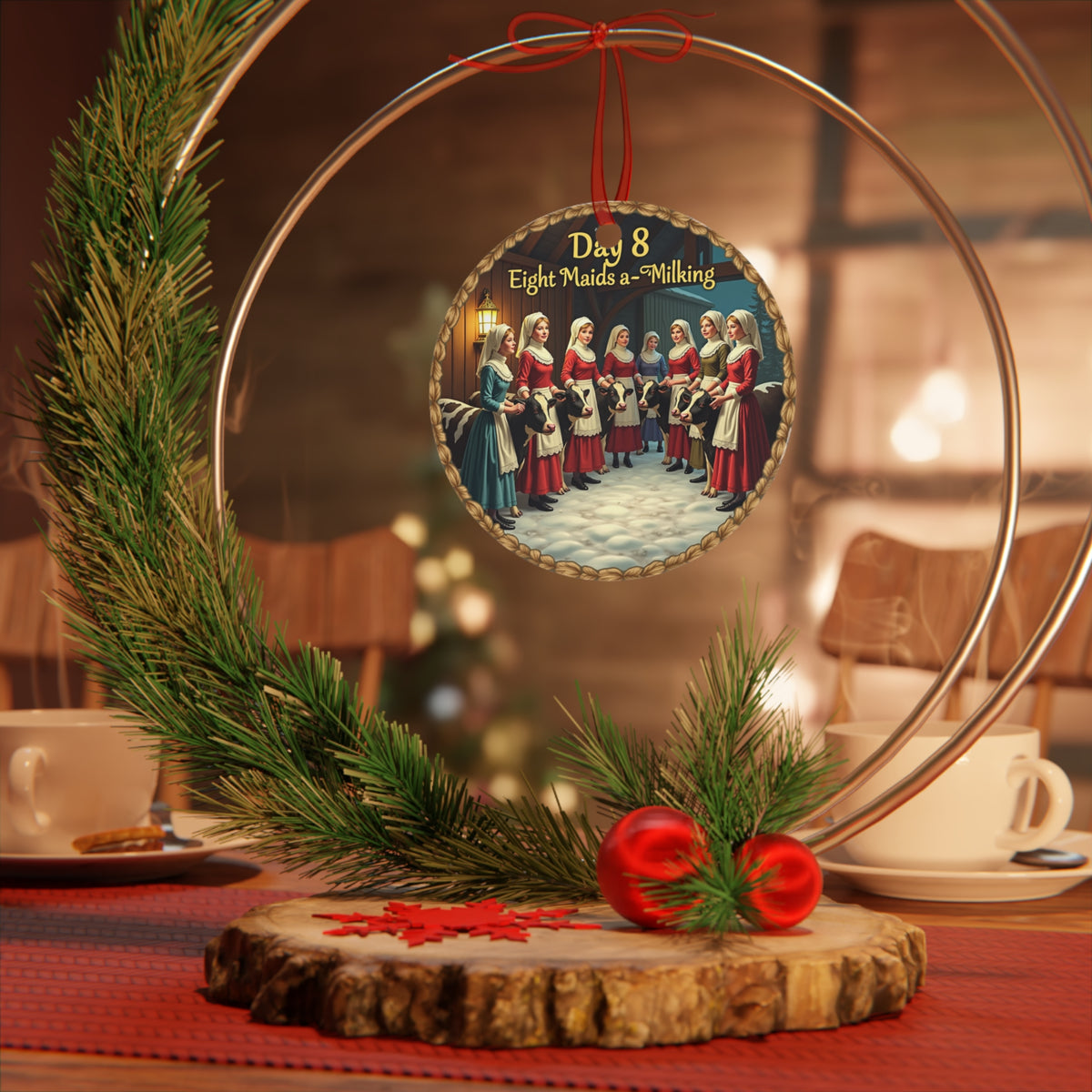 Metal Ornaments, Day 8: Eight Maids a-Milking Christmas Tree Decor, Holiday Gift, Festive Decoration, Unique Keepsake, Xmas Present