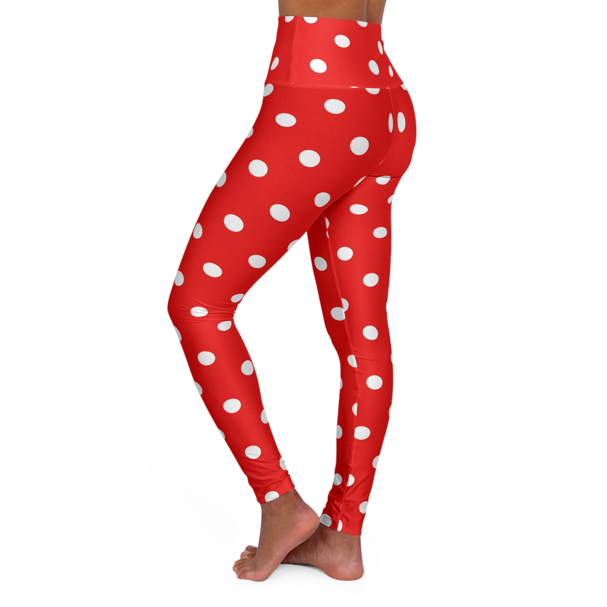 Red White Polka Dot High Waist Leggings | Yoga Leggings