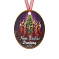 Christmas Metal Ornaments, Holiday Decor, Nine Ladies Dancing Metal Ornaments, Xmas Tree Decorations, Festive Home Decor, Set of 9 Ornaments