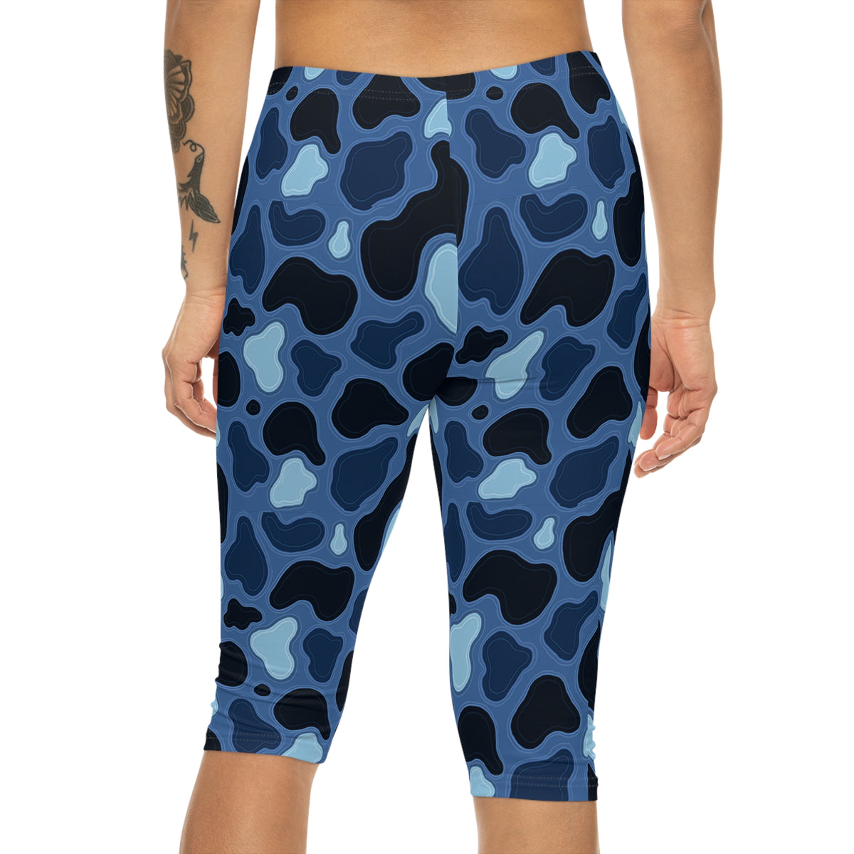 Patina Blue Camo Capri Leggings