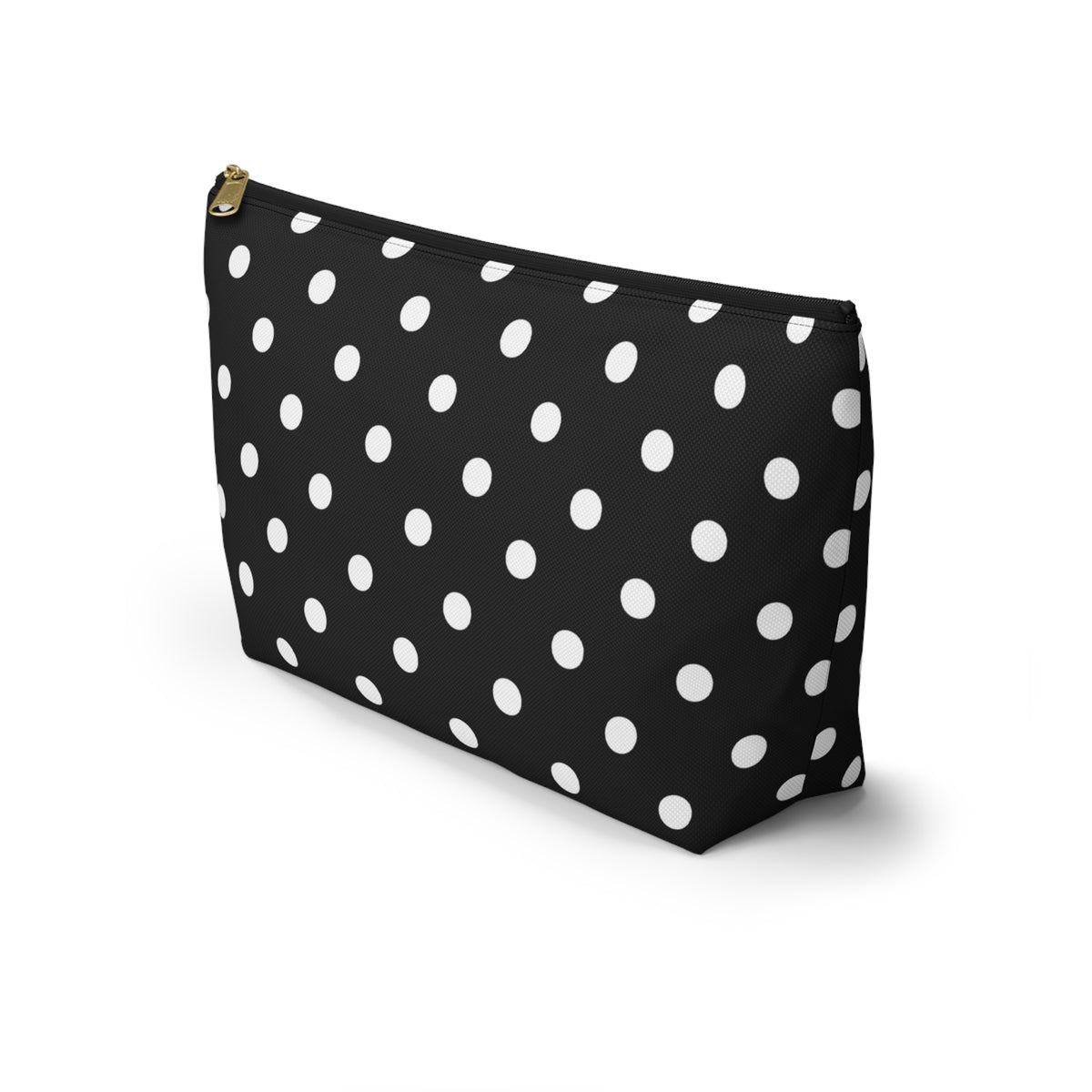 Black Polka Dot Accessory Pouch w T-bottom | Cosmetic Bag