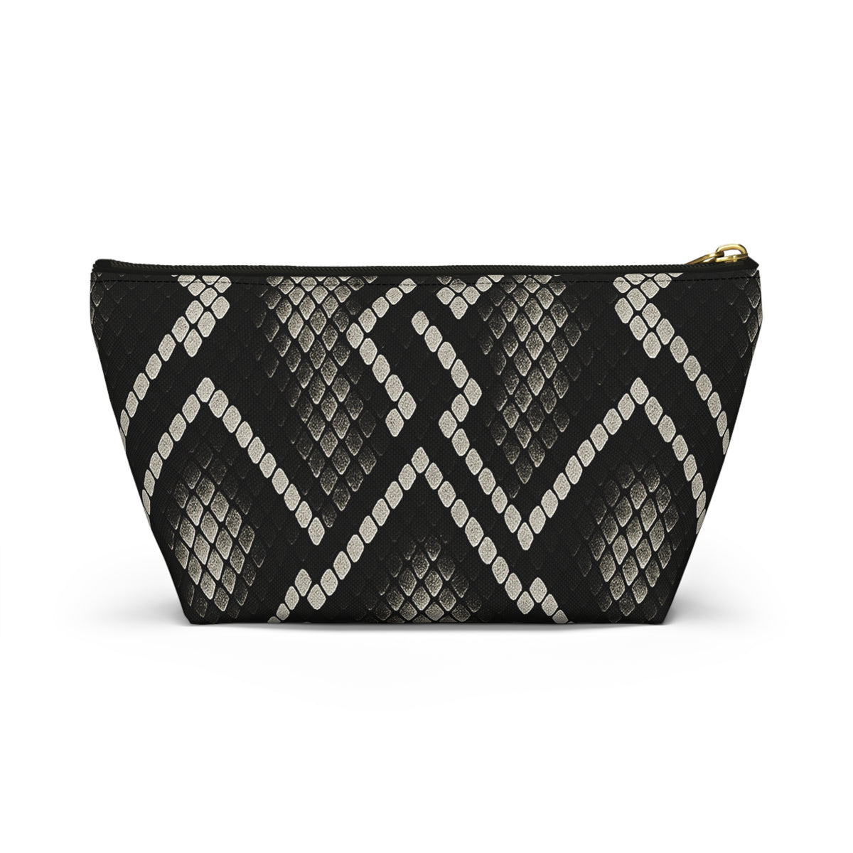 Black Snake Skin Pattern Accessory Pouch | T-Bottom Cosmetic Bag