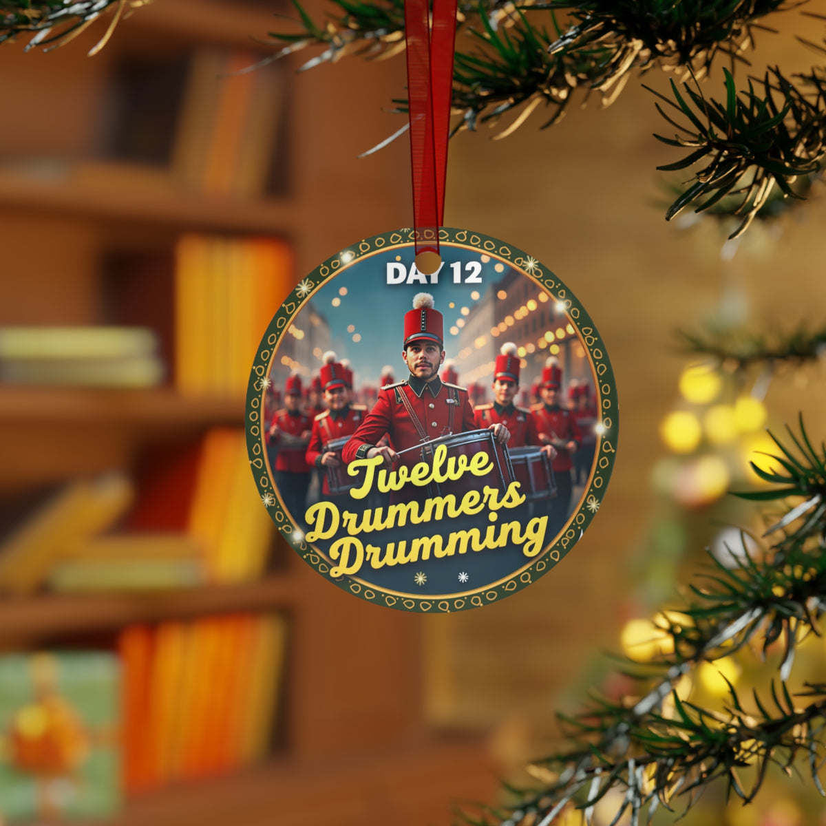 Festive Metal Ornament - Twelve Drummers Drumming - Holiday Decor, Christmas Gift, Tree Decoration, Unique Keepsake, Personalized Touch
