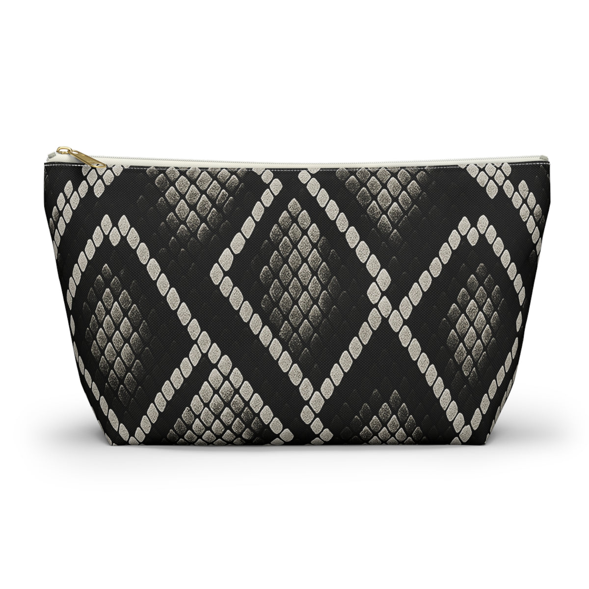 Black Snake Skin Pattern Accessory Pouch | T-Bottom Cosmetic Bag