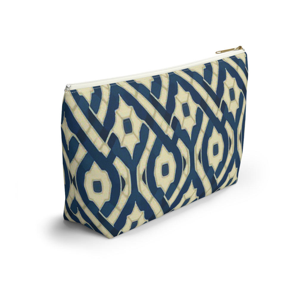 Patina Blue Geometric Accessory Pouch