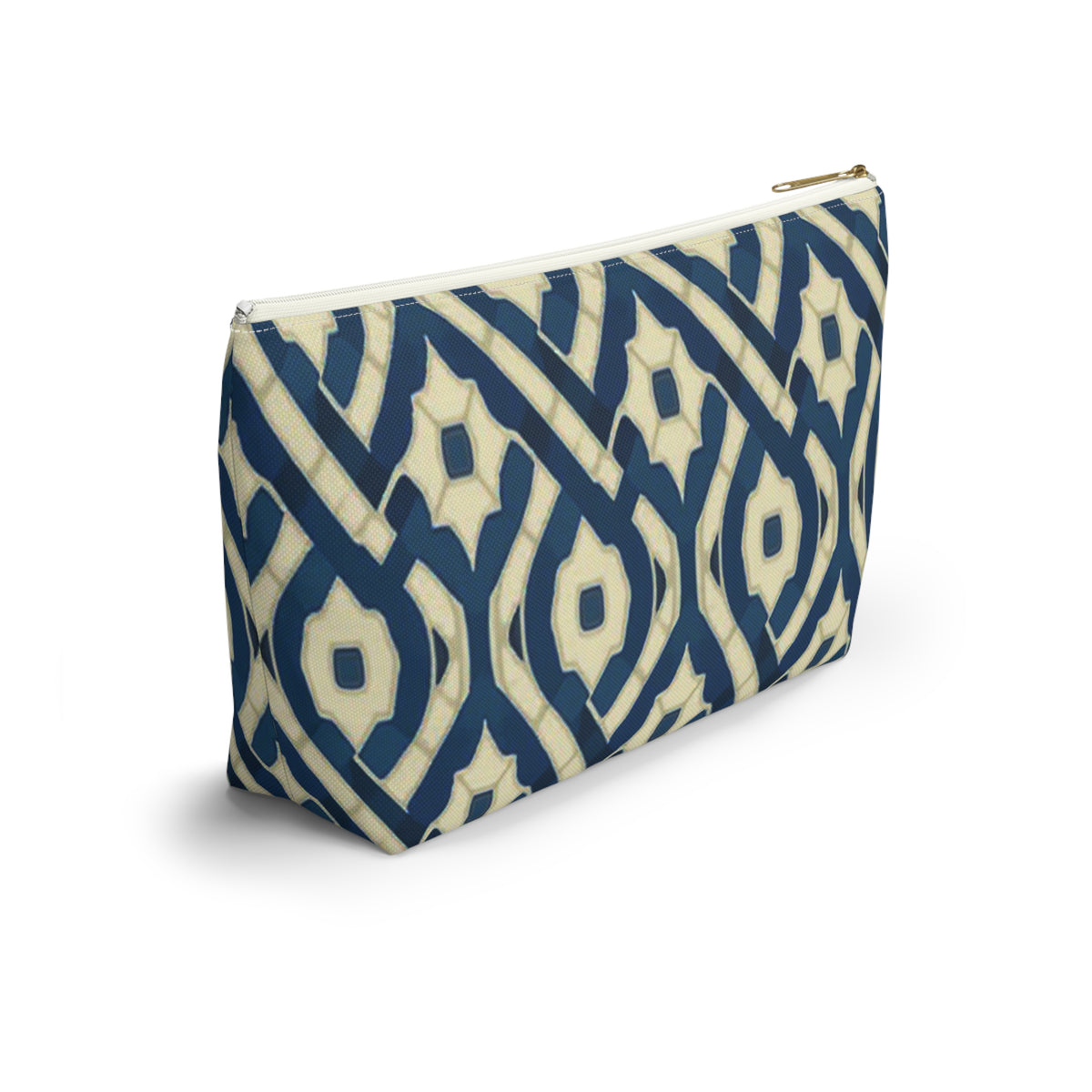 Patina Blue Geometric Accessory Pouch