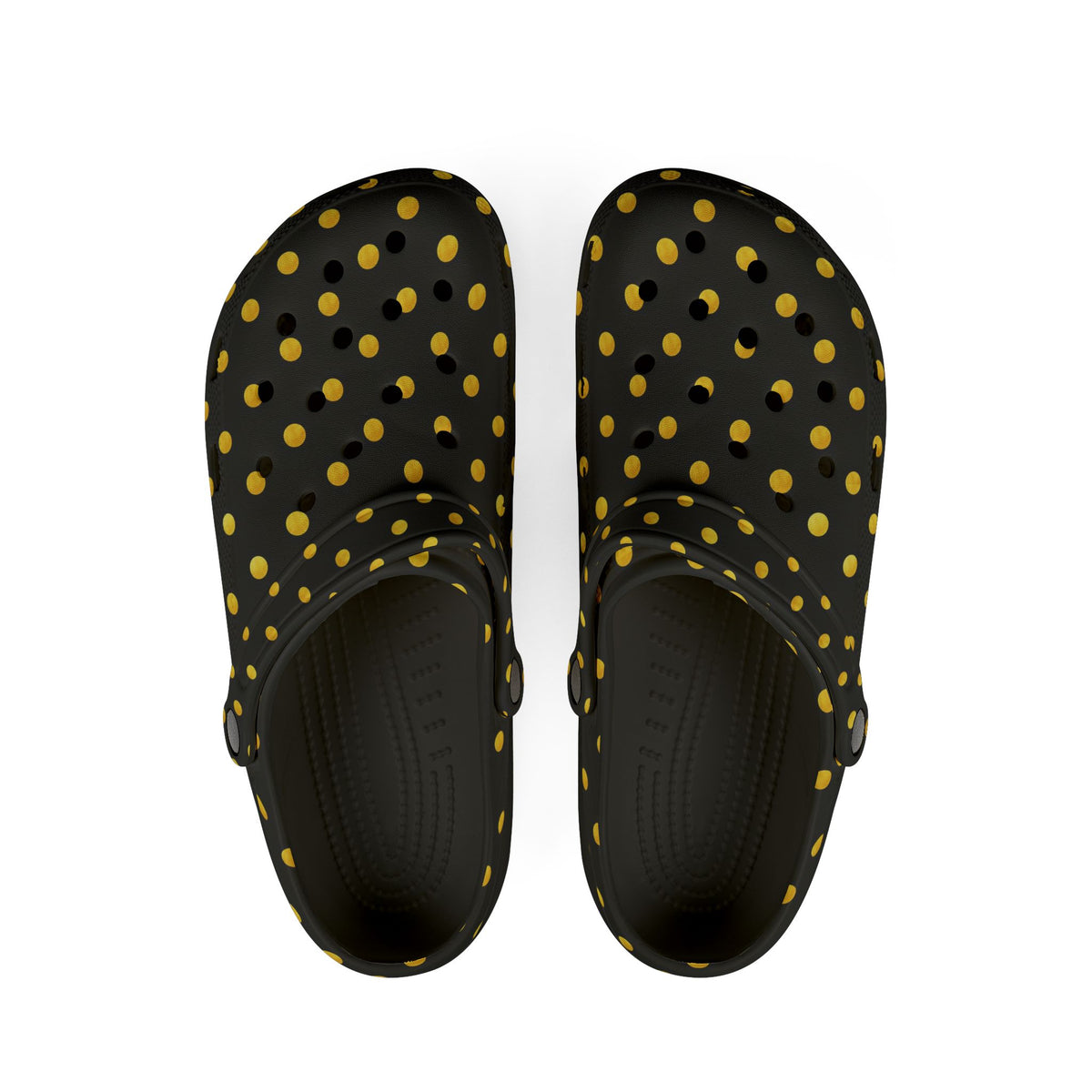 Black & Yellow Polka Dot EVA Foam Clogs