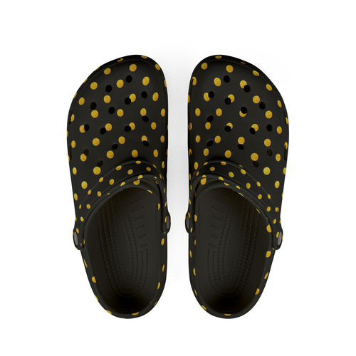 Black & Yellow Polka Dot EVA Foam Clogs