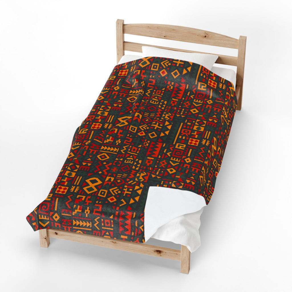 African Tribal Geometric Pattern Velveteen Plush Blanket