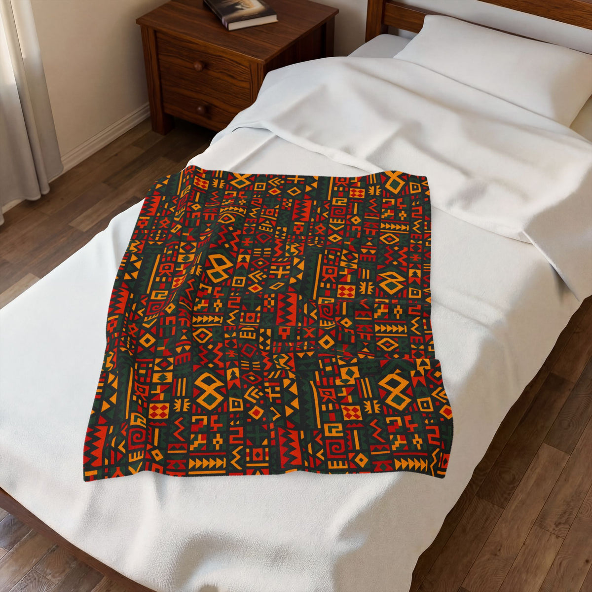 African Tribal Geometric Pattern Velveteen Plush Blanket