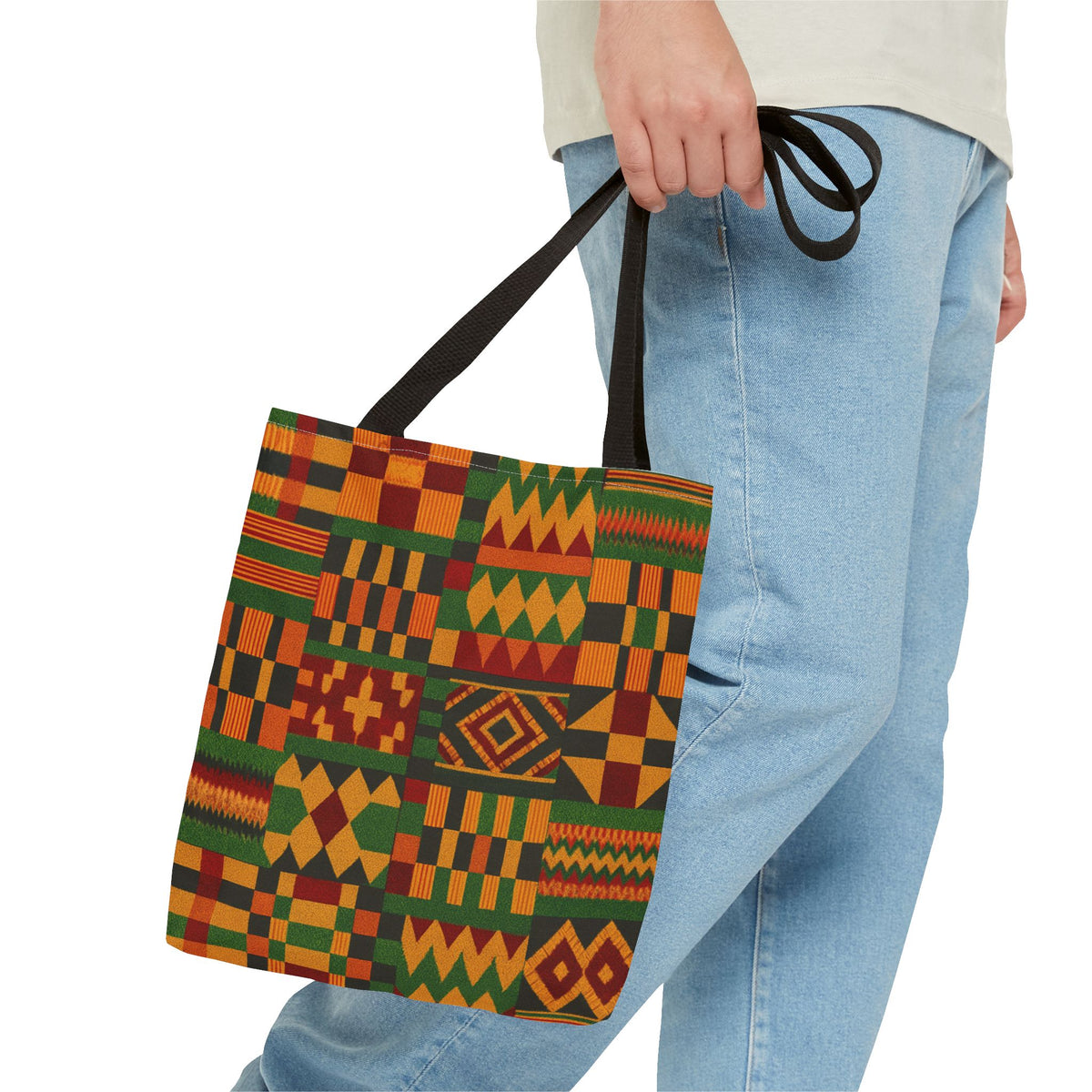 Kente Pattern Tote Bag | African Print Geometric Patchwork