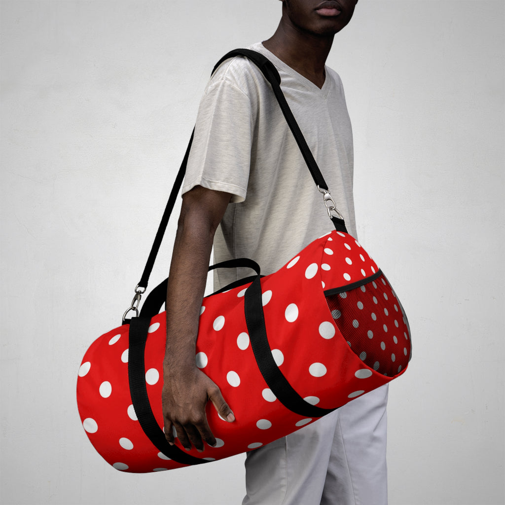 Red Polka Dot Duffel Bag – Retro Travel & Gym Tote