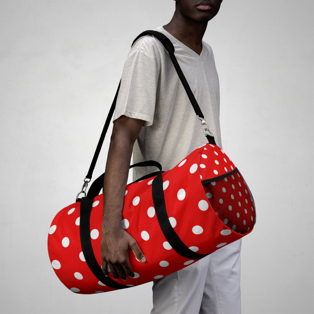 Red Polka Dot Duffel Bag – Retro Travel & Gym Tote